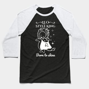 Funny Leo Zodiac Sign - Leo Style King, born to shine - Black Baseball T-Shirt